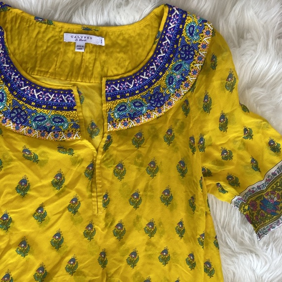 Calypso St. Barth beaded silk tunic size S - Picture 3 of 8